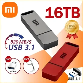 פנדrive מקורי של Xiaomi 16TB - דיסק און קי USB 3.1 מהיר, זיכרון מתכת מסוג Type-C, אידיאלי לאחסון נתונים במחשבים ובמכשירים אחרים!
