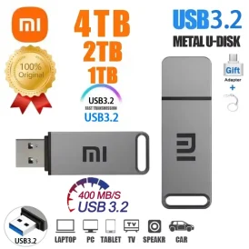 פנדrive מקורי של Xiaomi 4TB - דיסק און קי USB 3.2 מהיר, זיכרון מתכתי מסוג Type-C, פתרון אידיאלי לאחסון נתונים במחשבים ובמכשירים אחרים!