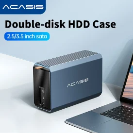 מארז דיסק קשיח Acasis 3.5 אינץ' עם שני חריצים - מארז חיצוני לדיסק קשיח, חיבור SATA ל-USB עם פונקציית RAID!