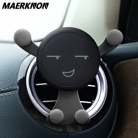 מעמד רכב עם כוח משיכה חזק! מחזיק אוויר פתח עם חיוך פנים, תומך ב-iPhone 12 Pro Max, Xiaomi ו-GPS – עמיד ויציב בכל נסיעה 🚗