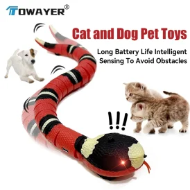 🐾🎉 צעצוע חכם לכלב! נחש אוטומטי עם חיישן, נמלט מהמכשולים ומשאיר את הכלב בתנועה מתמדת! נטען בקלות – משחקים אינסופיים לכלב שלכם! 🐶✨