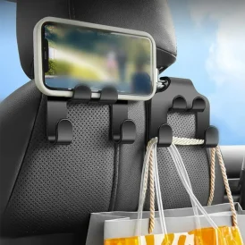 שדרג את הרכב שלך! 🚗🎧  וו כפול לתליית טלפון, אוזניות ותיקים – אחסון מסודר ופרקטי בכל נסיעה!