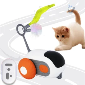 🐾 צעצוע רכב חכם אינטראקטיבי – עכבר אוטומטי נע מרחוק! כדור כיף לחתולים, שעות של משחק ואקשן! 🐱