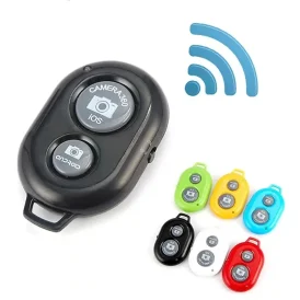 Bluetooth Mini Camera Remote בקר מרחוק קומפקטי עם לחצן צמצם, תואם ל-iOS ולאנדרואיד, מושלם לצילומי סלפי.