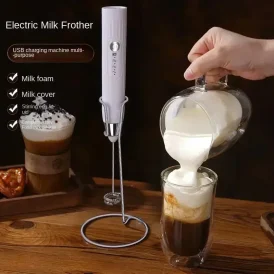 ☕ הכנה קלה ומהירה בכל זמן! 🔋 מיקסר 2-in-1 USB נטען – לאפיית חלב וקפה במטבח. ✨ גאדג'ט מטבח מושלם להכנה מקצועית ונוחה!