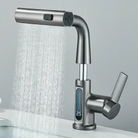 🌊 שליטה מושלמת בטמפרטורה! ברז דיגיטלי עם תצוגה – 3 מצבים למים חמים וקרים. 🚿 אידיאלי לחדר אמבטיה, כולל מפל מים לזרם מושלם!