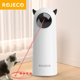 🎉🐱 ROJECO צעצוע אינטראקטיבי לחתול! צעצוע חכם עם לייזר LED שיגרום לחתול שלכם לרוץ ולשחק שעות, משפר את בריאותו וכיף מושלם! 🐾✨