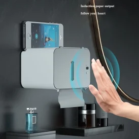 🚽 נוחות וסטייל באמבטיה! 🛁 מחזיק נייר טואלט עם מדף אוטומטי – שולף נייר בלחיצה, מתקין על הקיר, ומשדרג את אביזרי האמבטיה שלך.